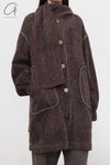Mutedance 24 Autumn and Winter Scarf Buttoned Jacket Series MD-MD24FW07-BROWN